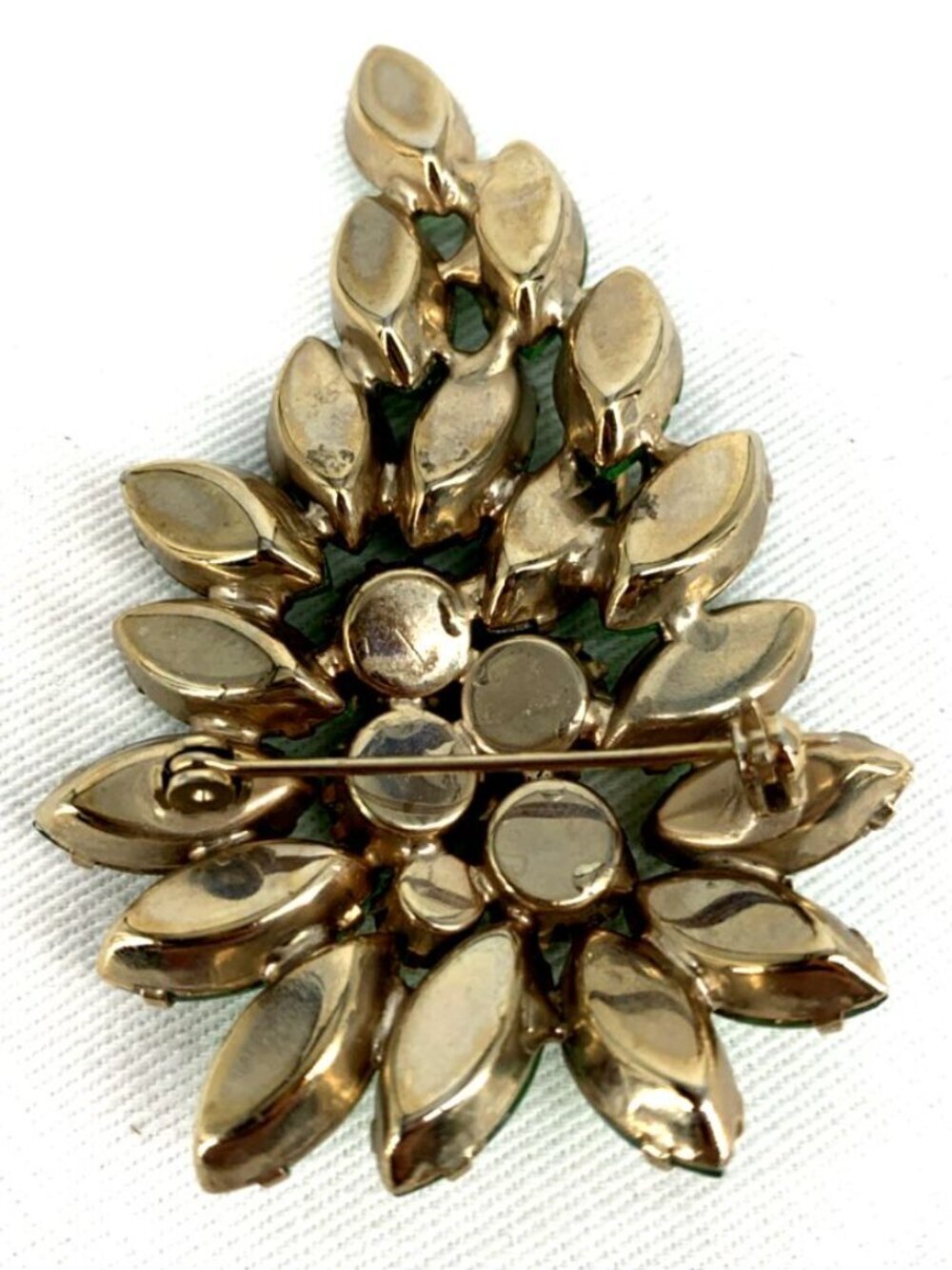 UV Rhinestone Brooch Green Glass Pin Center Stones Glow Rhinestones 2.5" - Picture 8 of 8